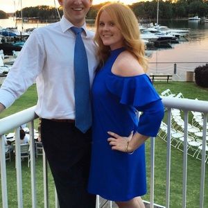 Frilly blue cocktail dress